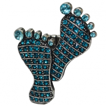 flevado Ausergewöhnlicher Foot-Ring mit Strass-Steinen besetzt blau-türkis